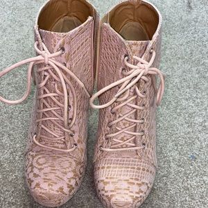 New Pink Lace Booties / Boots